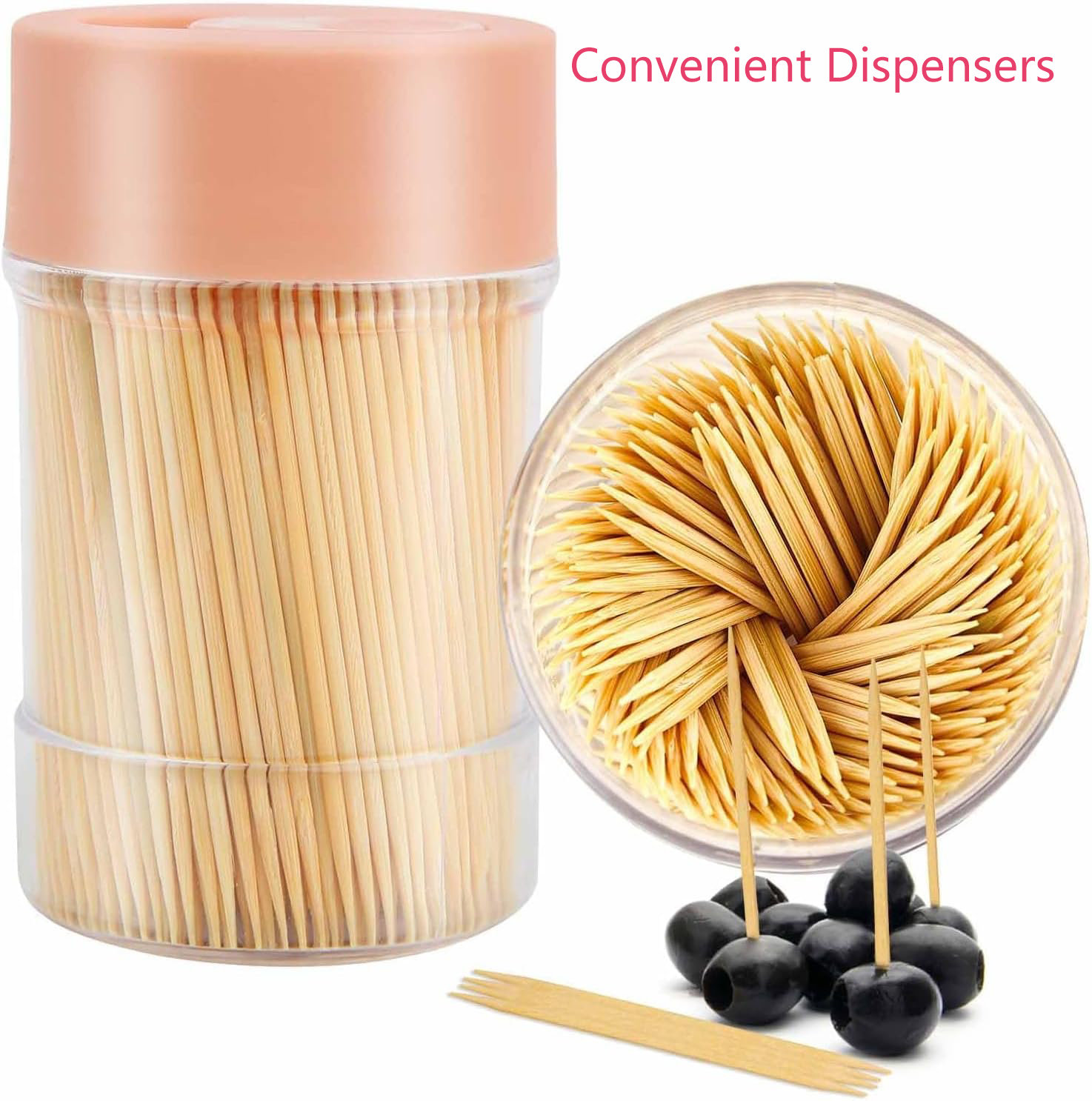 Rebrilliant Bamboo Wooden Toothpicks [800 Count]-With 2-Pack Reusable ...